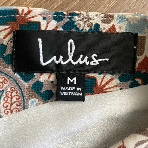 Lulus Botanical Beauty Beige Print Shift Dress Short Sleeves Mini Dress - Picture 12 of 16